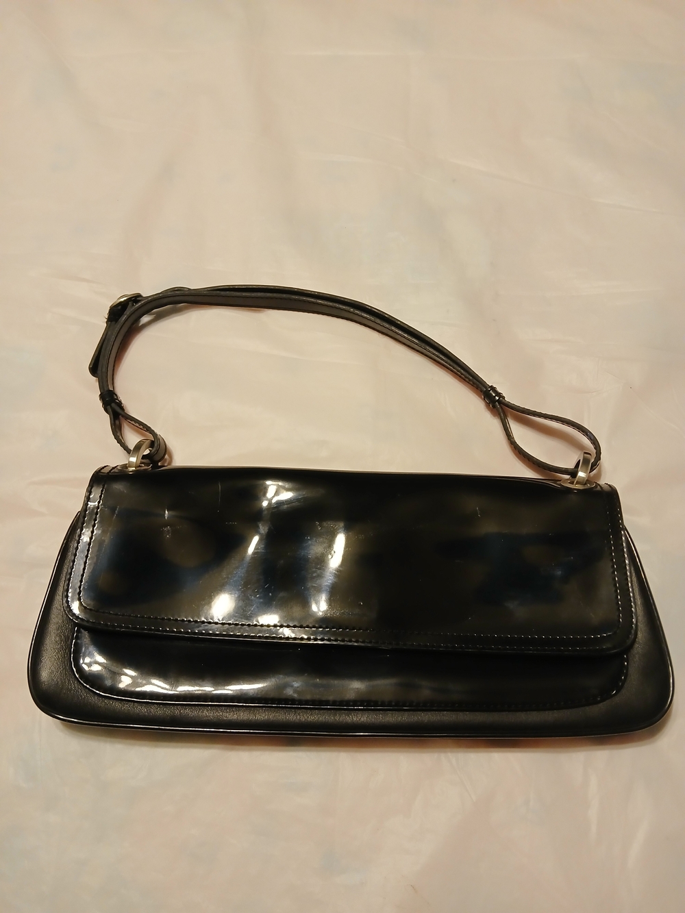 Ann Taylor Black Patent Shoulder Bag - Elegant Design